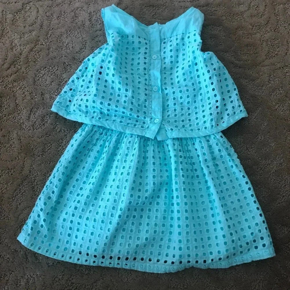 Cherokee girls aqua sundress dress 5t eyelet